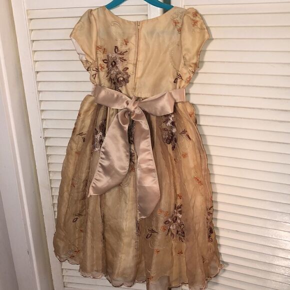 Floral Sparkle Lace  over Satin over Crinoline Soecial Occasion Dress 3/4 - Picture 6 of 8